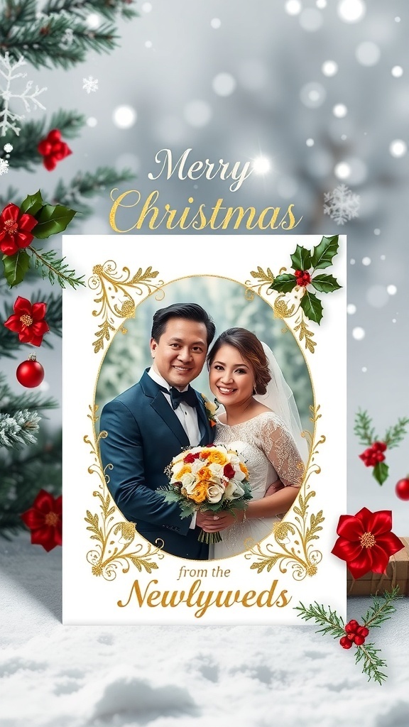 A Christmas card with a couple